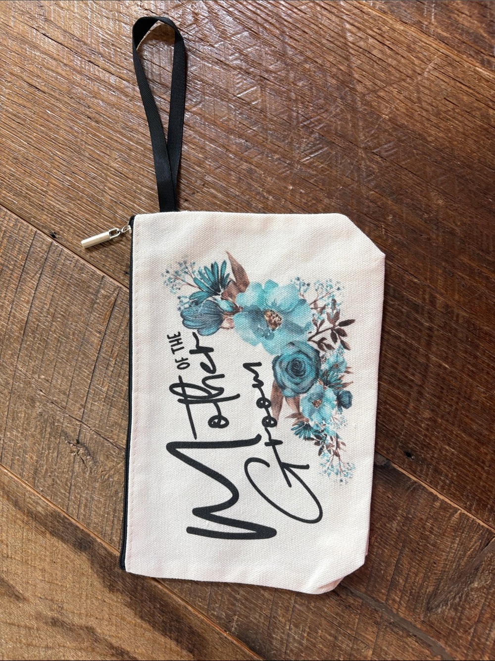 Mother of the Groom Wristlet Pouch in Teal Floral
